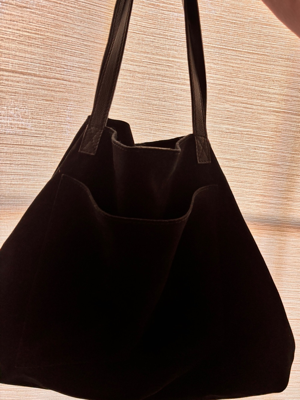 Mark & Graham Black Suede Tote with Front Pocket